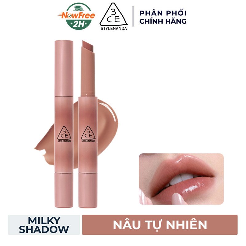 Son Thỏi 3CE Căng Bóng Milky Shadow - Nâu Tự Nhiên 1.7g