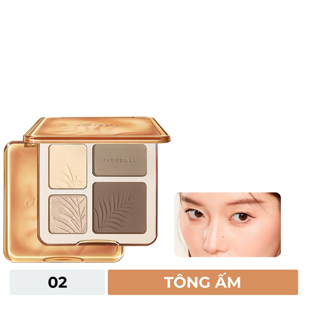 Bảng Highlight Và Tạo Khối Judydoll 4 Màu - 02 Tông Ấm 9g (Mới)