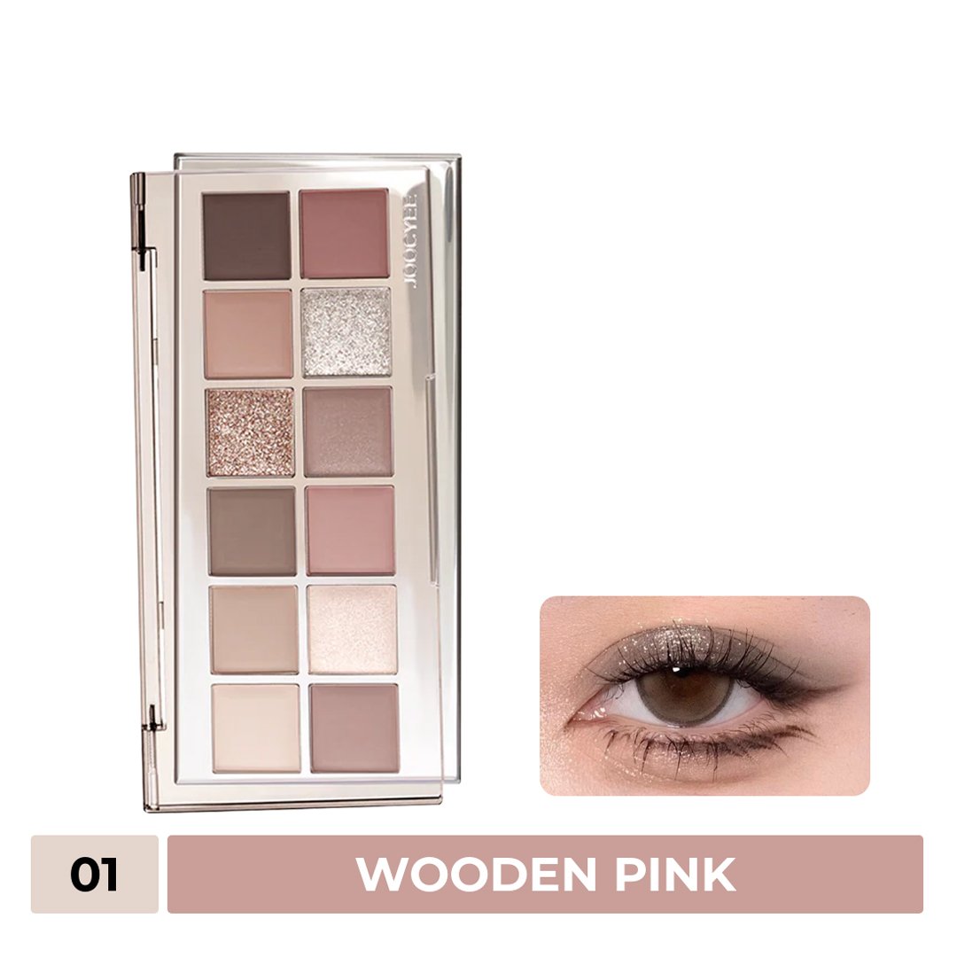 Bảng Phấn Mắt Joocyee 12 Ô - 01 Wooden Pink 14g