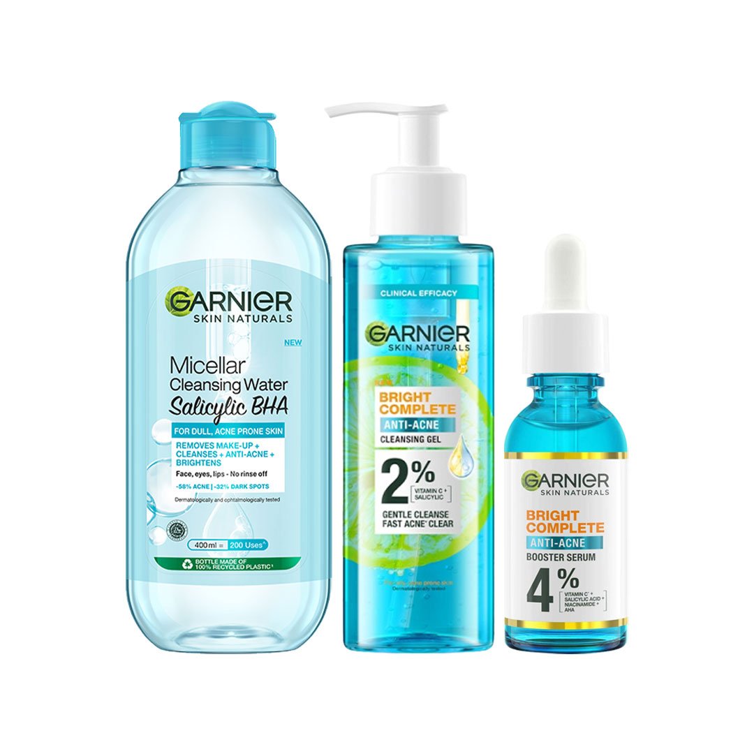 Bộ Sản Phẩm Garnier Chăm Sóc Da Dầu, Mụn 3 Món