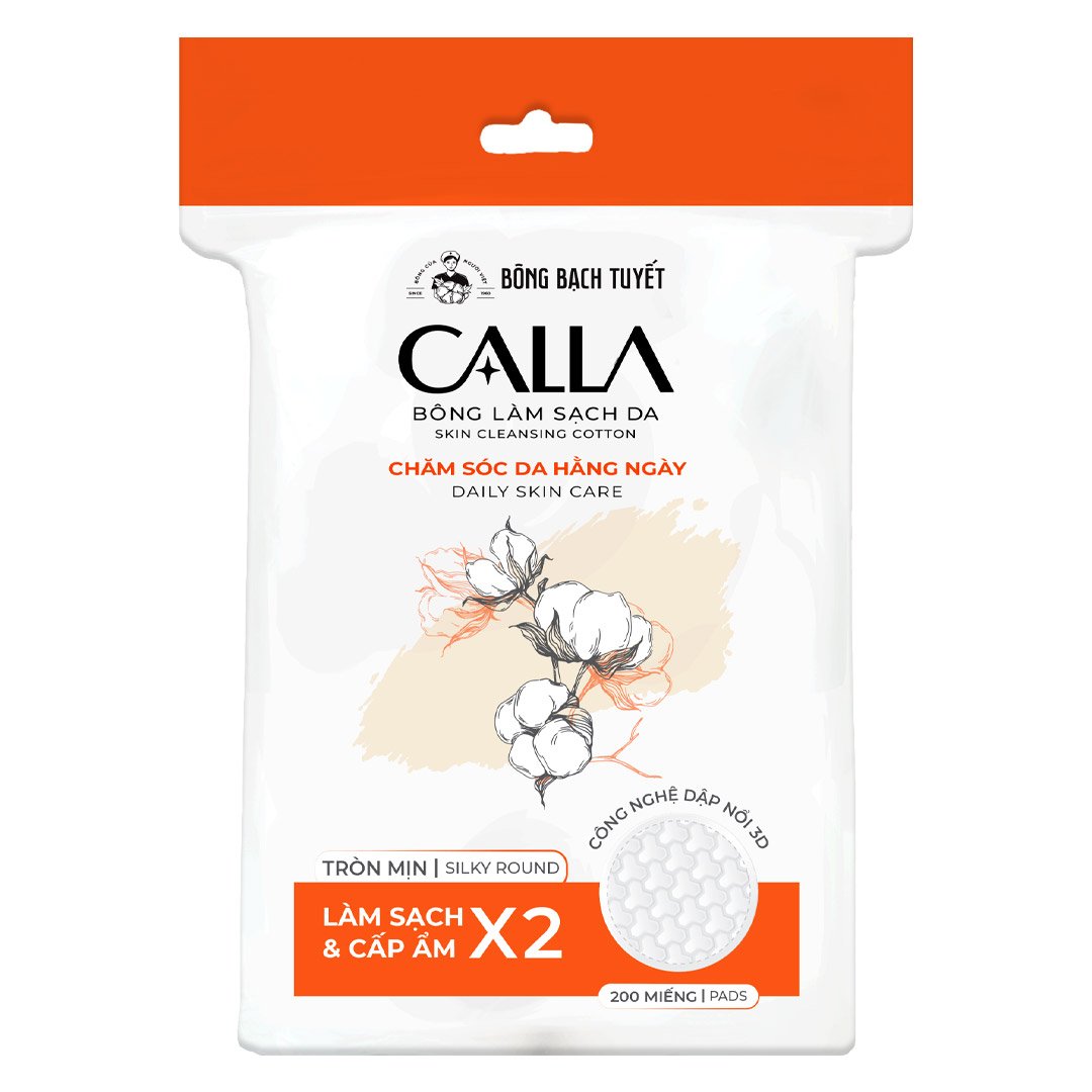 Bông Tẩy Trang Bông Bạch Tuyết Calla 3D Túi 200 Miếng