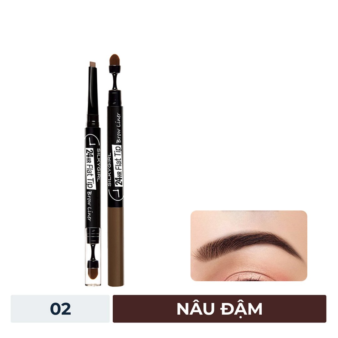 Chì Kẻ Mày Silkygirl Hai Đầu Lâu Trôi 02 Nâu Đậm 0.15g