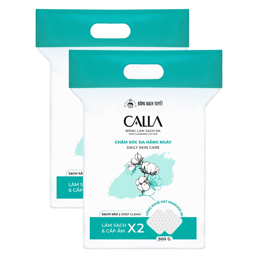 Combo 2 Bông Tẩy Trang Bông Bạch Tuyết Calla Giúp Sạch Sâu Túi 500g