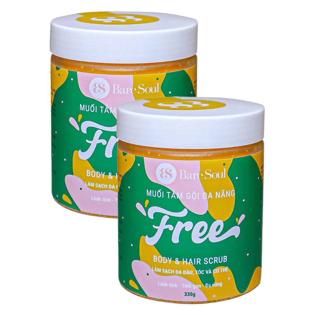 Combo 2 Muối Tắm Gội Đa Năng BareSoul Free Cho Da Đầu & Cơ Thể 330g