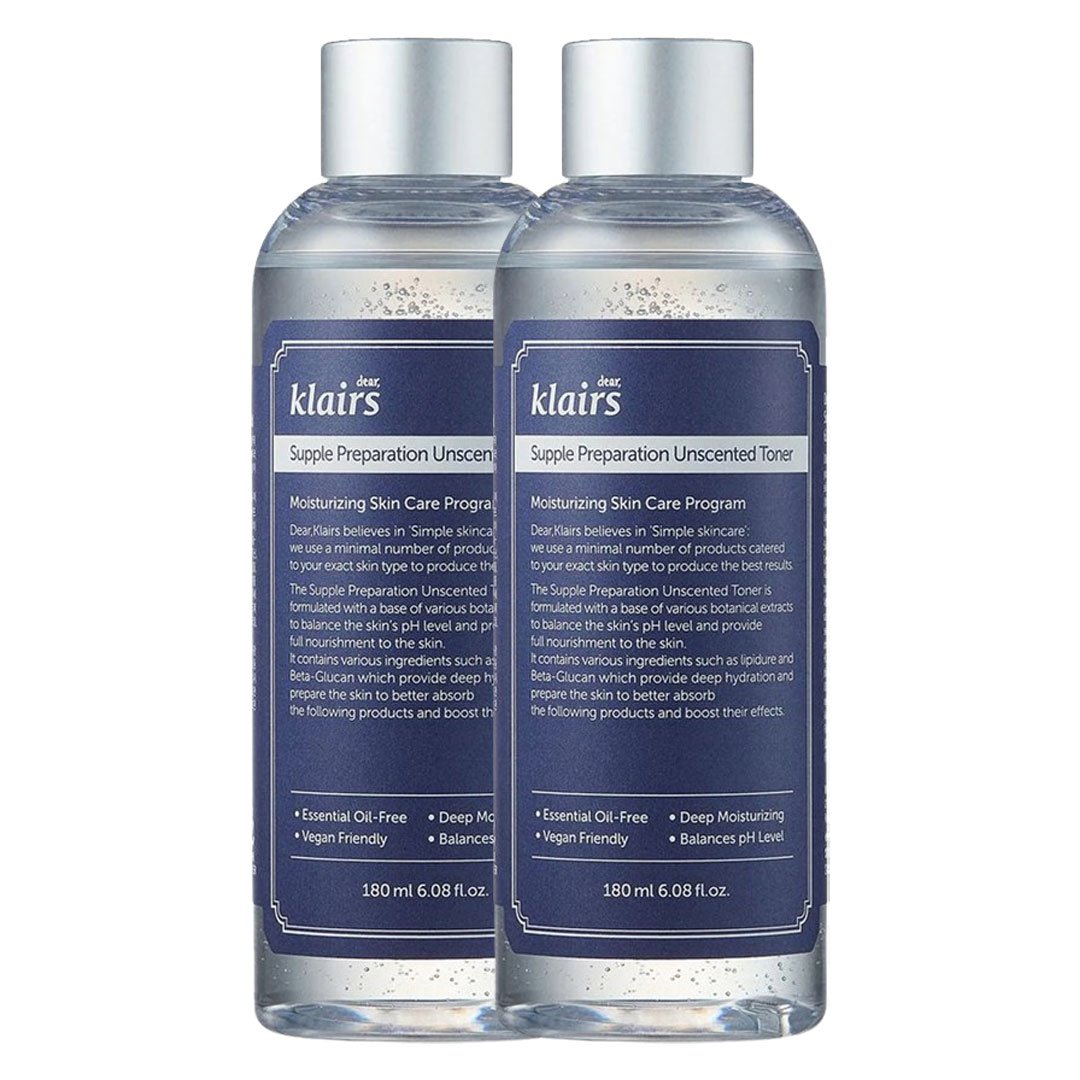 Combo 2 Nước Hoa Hồng Klairs Không Mùi Cho Da Nhạy Cảm 180ml