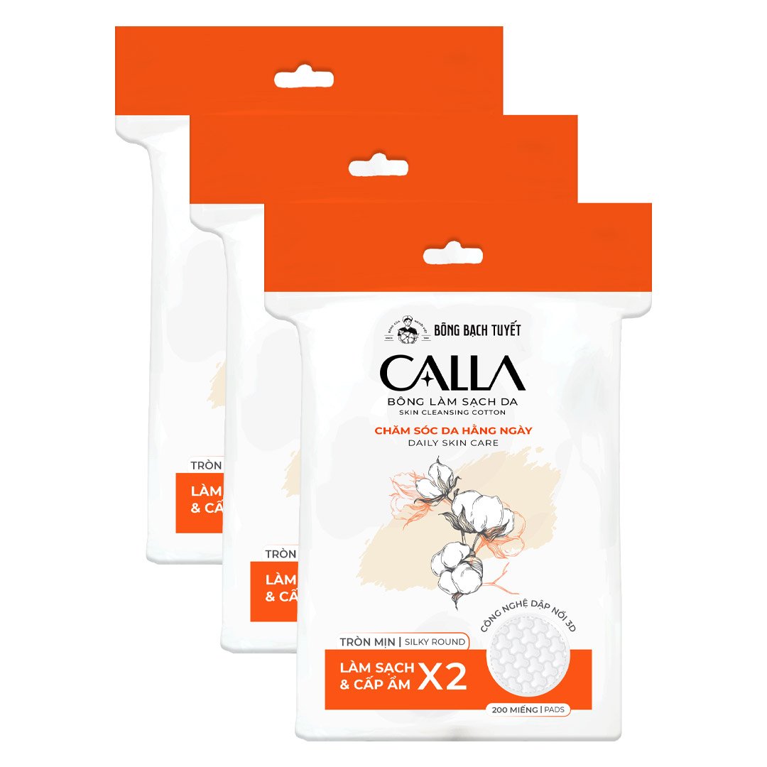 Combo 3 Túi Bông Tẩy Trang Bông Bạch Tuyết Calla 3D 200 Miếng