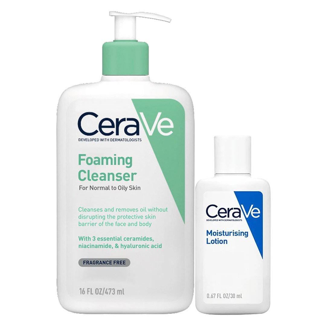 Combo CeraVe Sữa Rửa Mặt Cho Da Dầu 473ml + Sữa Dưỡng Ẩm Cho Da Khô 30ml