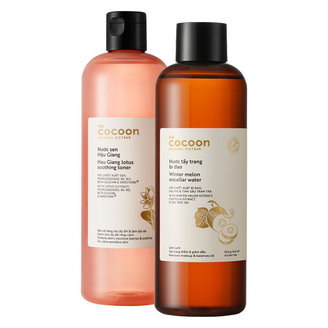 Combo Cocoon Nước Cân Bằng Sen Hậu Giang 500ml + Nước Tẩy Trang Bí Đao 500ml