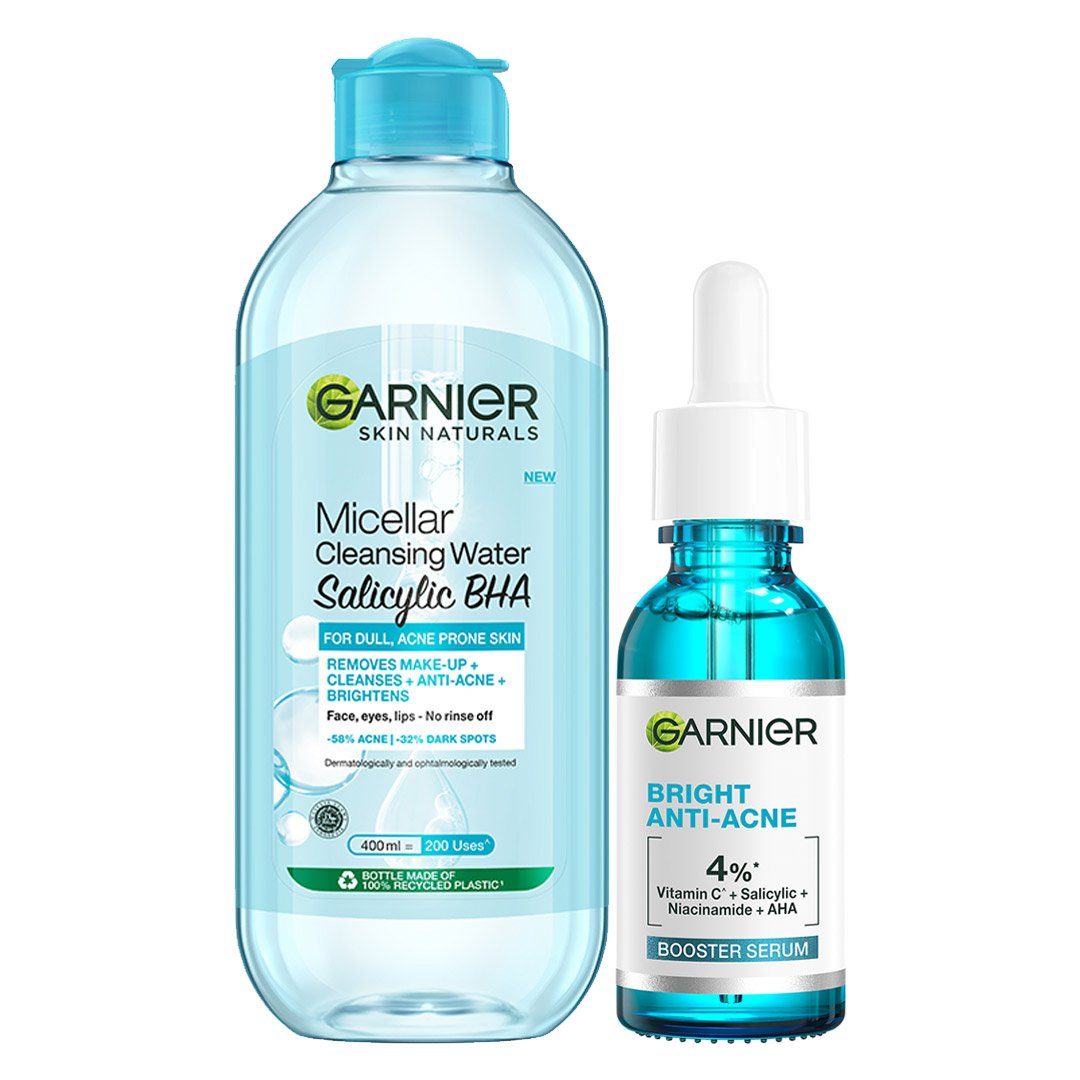 Combo Garnier Nước Tẩy Trang 400ml + Serum 30ml Cho Da Dầu, Mụn