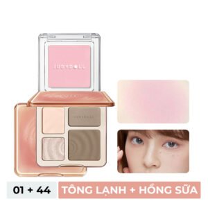 Combo Judydoll Bảng Highlight Và Tạo Khối 4 Màu - 01 Tông Lạnh 9g (Mới) + Phấn Má Hồng - 44 Hồng Sữa 2g