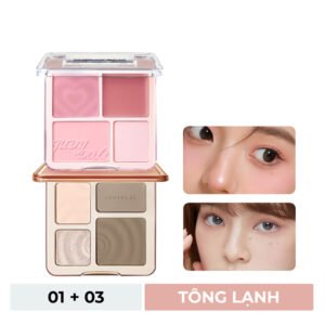 Combo Judydoll Bảng Highlight Và Tạo Khối 4 Màu - 01 Tông Lạnh 9g + Phấn Má Hồng & Bắt Sáng 4 Màu - 03 Tông Lạnh 9g