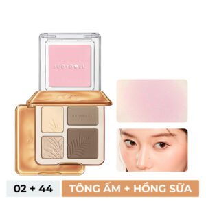 Combo Judydoll Bảng Highlight Và Tạo Khối 4 Màu - 02 Tông Ấm 9g (Mới) + Phấn Má Hồng - 44 Hồng Sữa 2g