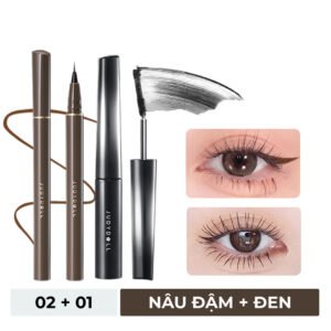 Combo Judydoll Bút Kẻ Mắt Nước Siêu Mảnh - 02 Nâu Đậm (Mới) 0.4g + Mascara Đầu Siêu Cong 6 Độ - 01 Đen (Mới) 3g