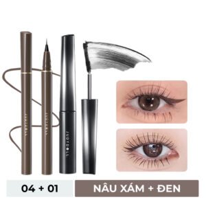 Combo Judydoll Bút Kẻ Mắt Nước Siêu Mảnh - 04 Nâu Xám (Mới) 0.4g + Mascara Đầu Siêu Cong 6 Độ - 01 Đen (Mới) 3g