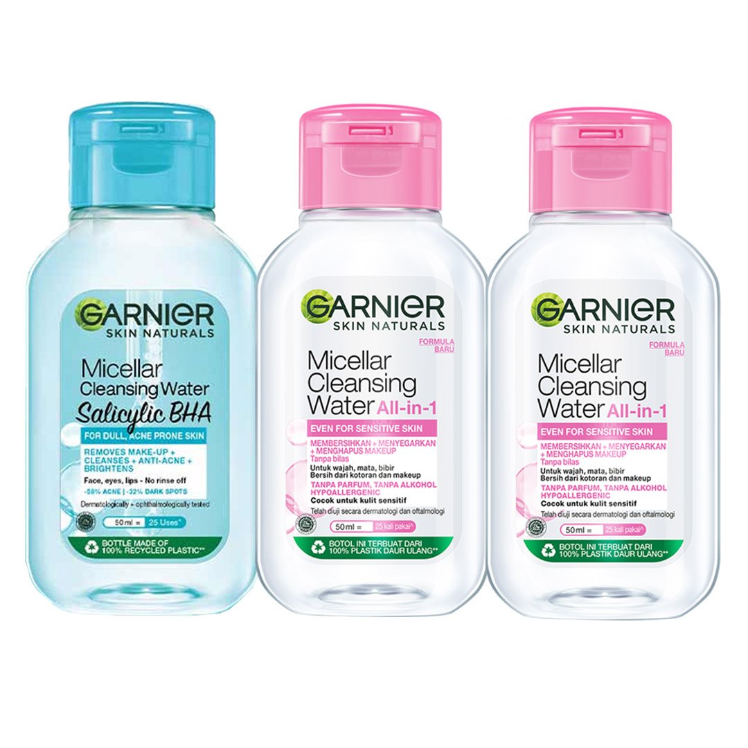 Combo Nước Tẩy Trang Garnier Cho Da Dầu Mụn 50ml + 2 Nước Tẩy Trang 50ml (Màu Ngẫu Nhiên)