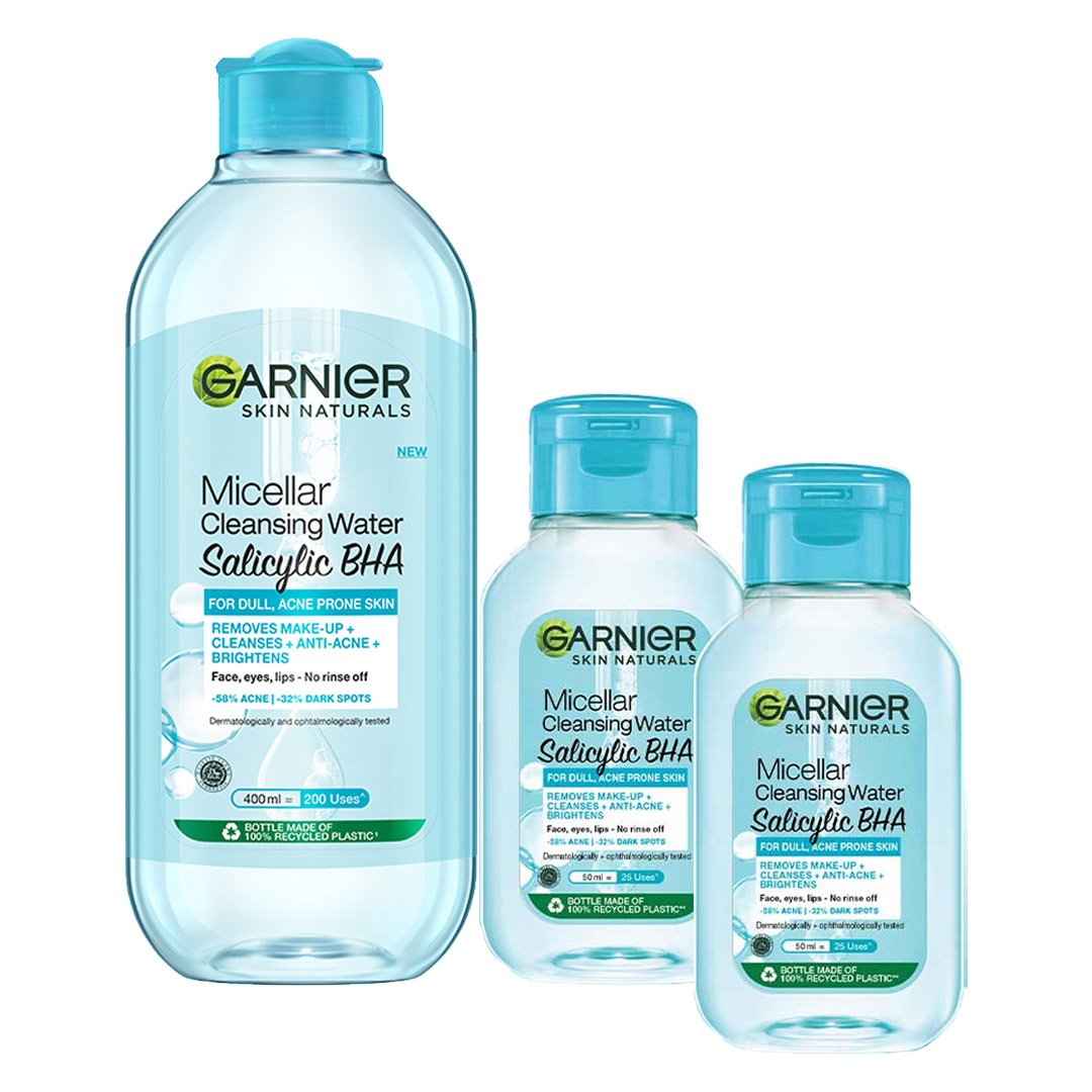 Combo Nước Tẩy Trang Garnier Dành Cho Da Dầu Và Mụn 400ml+50mlx2