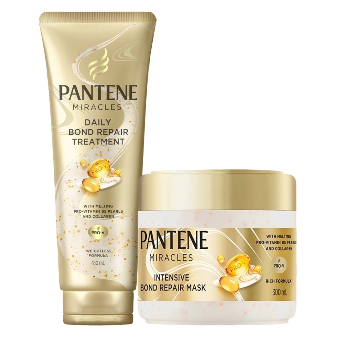 Combo Pantene Kem Xả Serum 180ml + Mặt Nạ Ủ Tóc 300ml Miracles Phục Hồi Liên Kết Tóc
