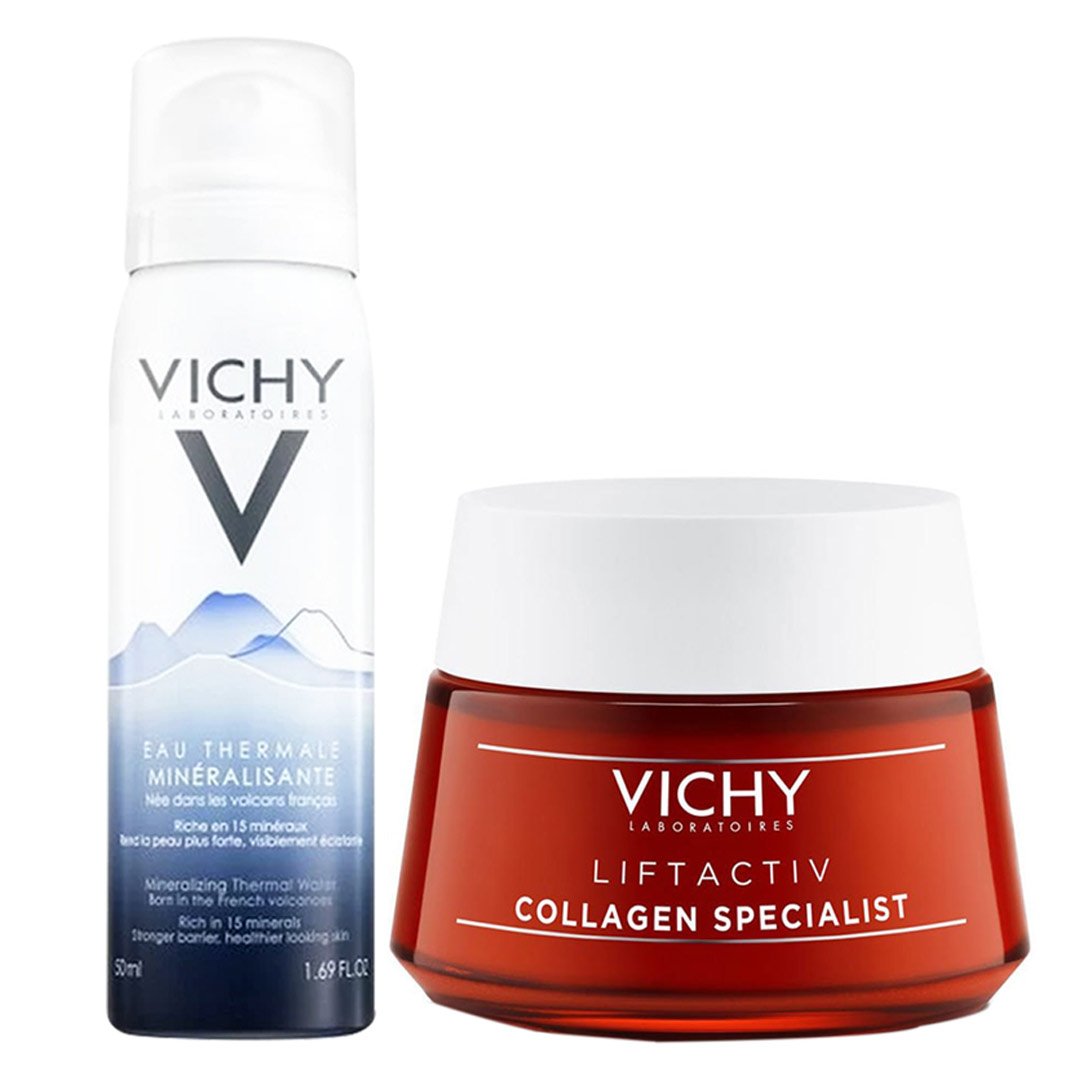 Combo Vichy Kem Dưỡng Ngừa Lão Hóa 50ml + Xịt Khoáng 50ml