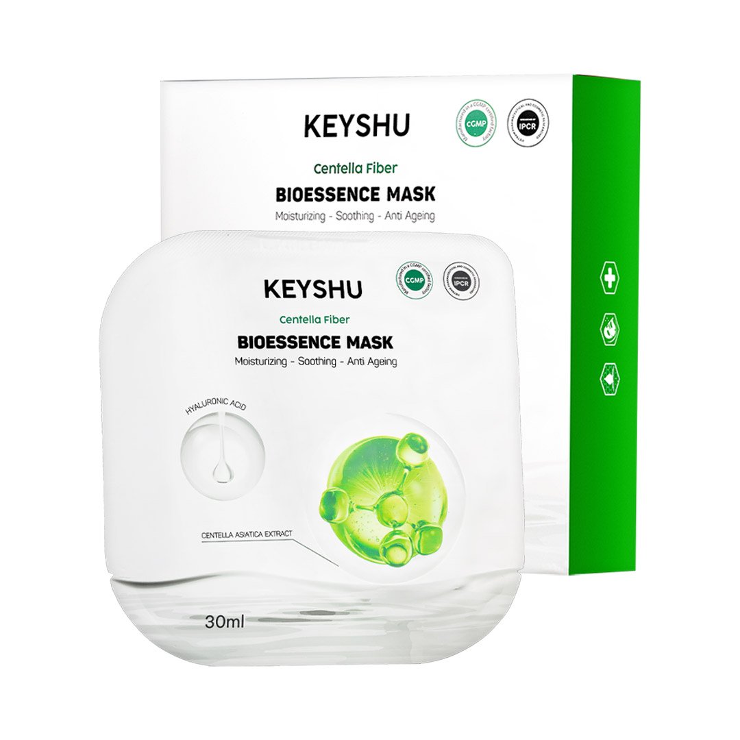 Hộp 10 Mặt Nạ Keyshu Sợi Xơ Rau Má Cấp Ẩm, Ngừa Lão Hóa 30ml
