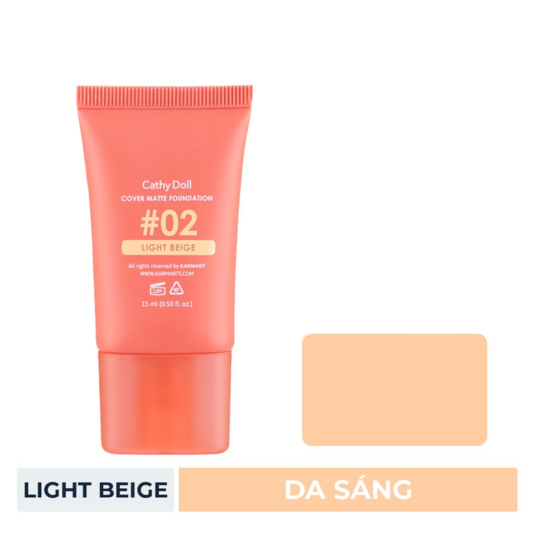 Kem Nền Cathy Doll Mịn Lì 02 Light Beige - Da Sáng 15ml