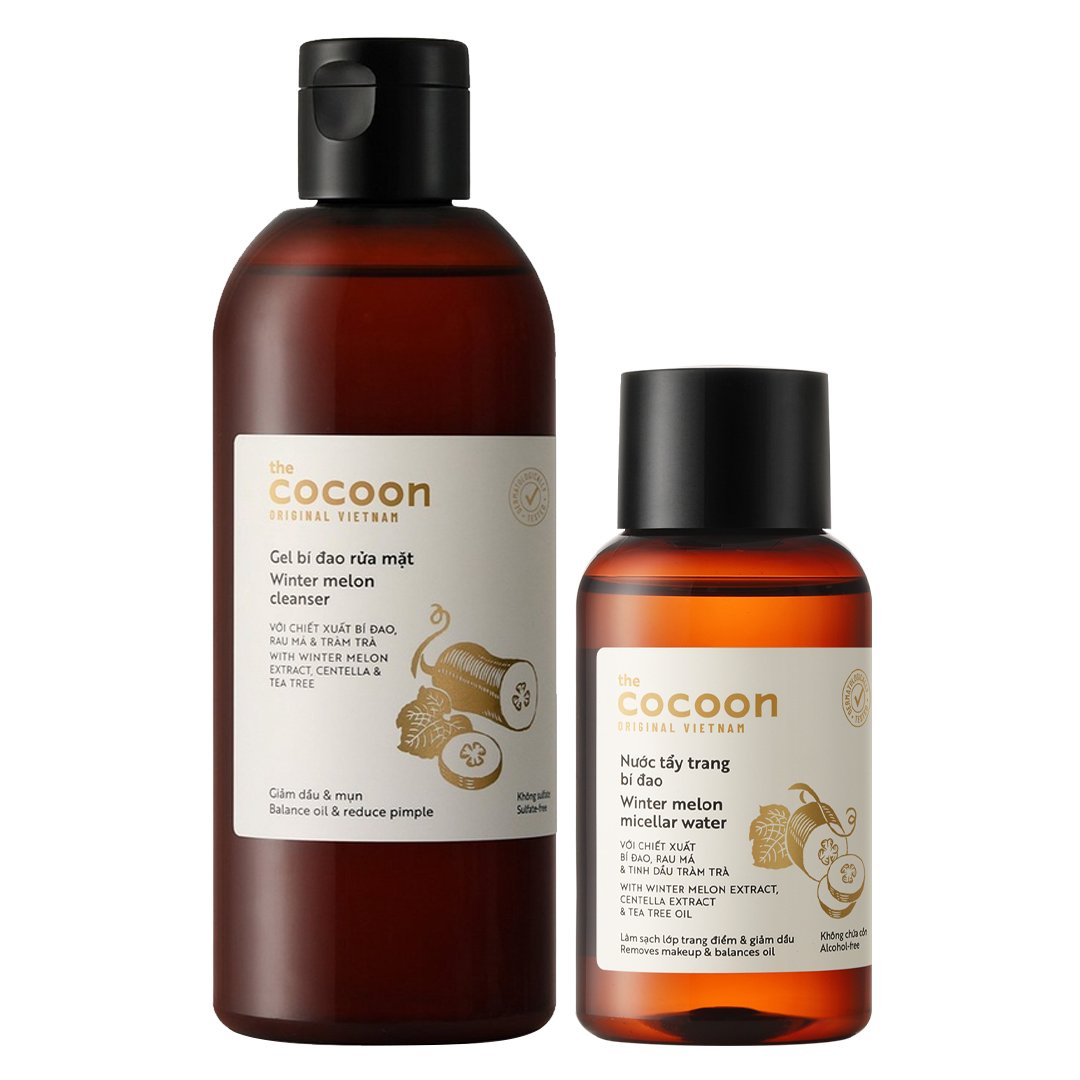 Combo Cocoon Gel Rửa Mặt Bí Đao 310ml & Nước Tẩy Trang Bí Đao 140ml