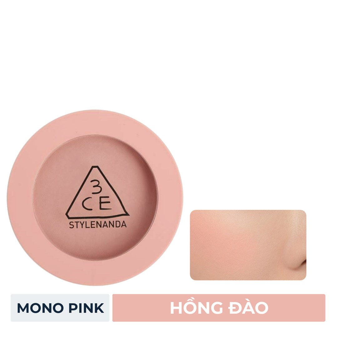 Phấn Má Hồng 3CE Mịn Lì Mono Pink - Hồng Đào 5.5g