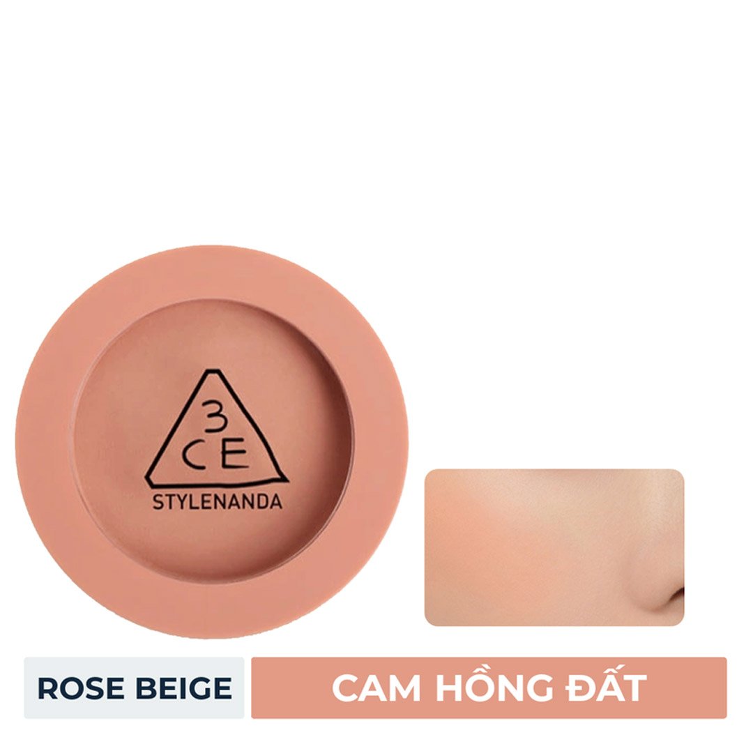 Phấn Má Hồng 3CE Mịn Lì Rose Beige - Cam Hồng Đất 5.5g