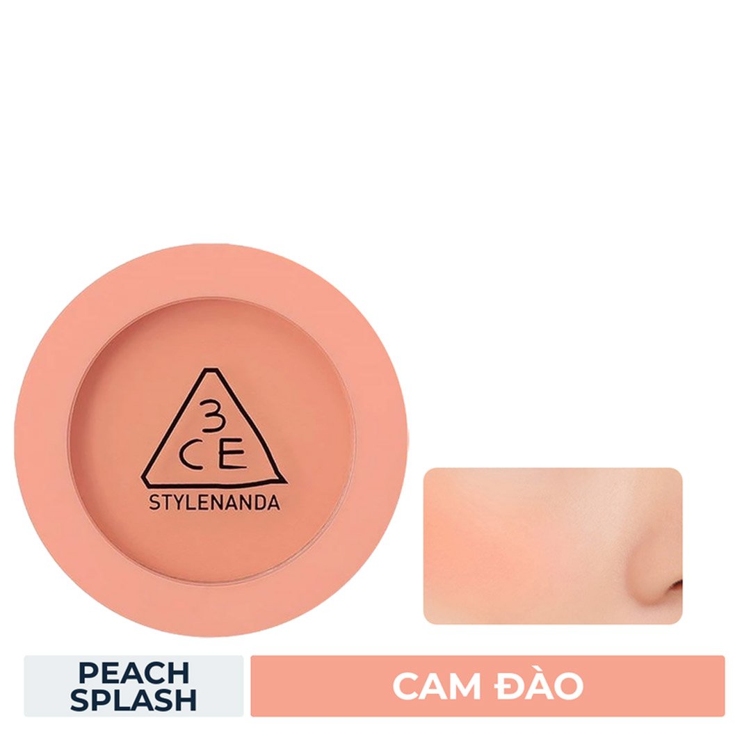 Phấn Má Hồng 3CE Mịn Lì Peach Splash - Cam Đào 5.5g