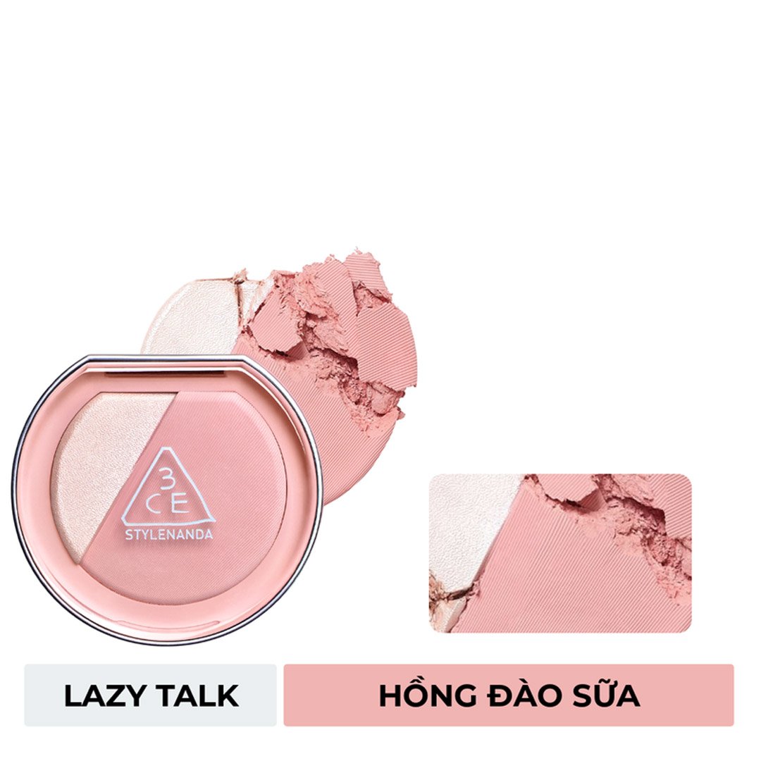 Phấn Má Hồng Bắt Sáng 3CE Lazy Talk - Hồng Đào Sữa 9g