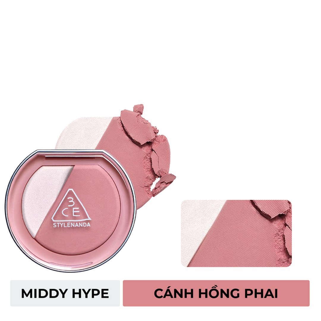 Phấn Má Hồng Bắt Sáng 3CE Middy Hype - Cánh Hồng Phai 9g