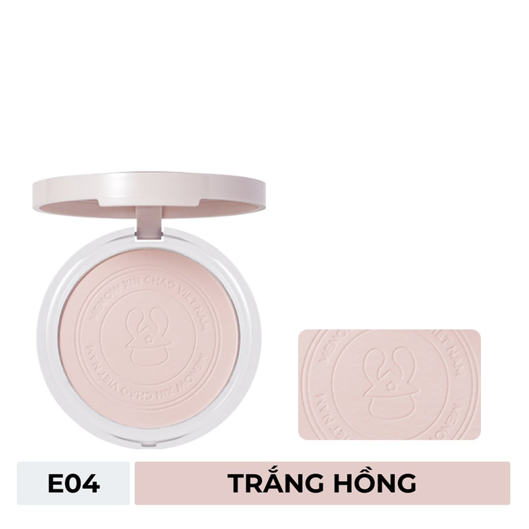 Phấn Phủ Menow Dạng Nén Rabbit E04 Trắng Hồng 8.5g
