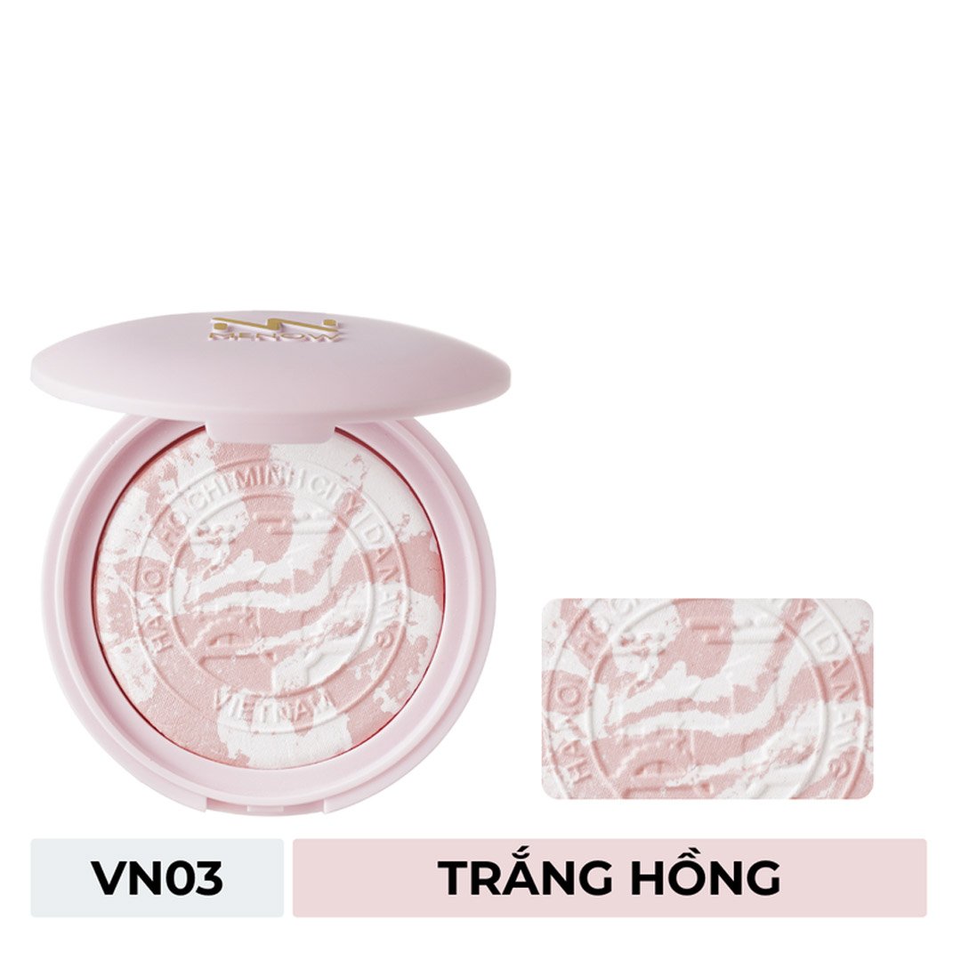 Phấn Phủ Thuỷ Tinh Menow Việt Sắc Tinh Hoa VN03 Trắng Hồng 7g
