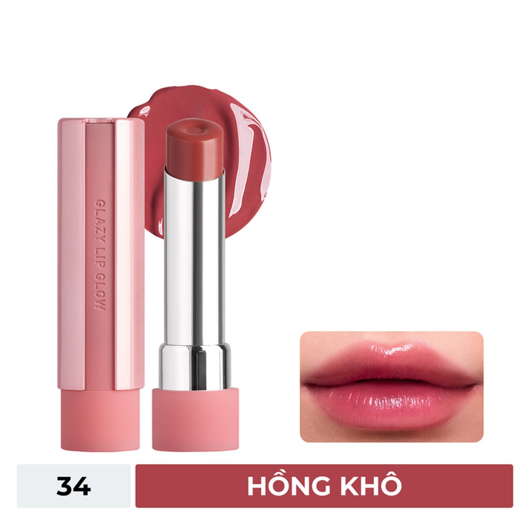 Son Bóng 3CE Dưỡng Ẩm 34 Rose Glaze - Hồng Khô 5g