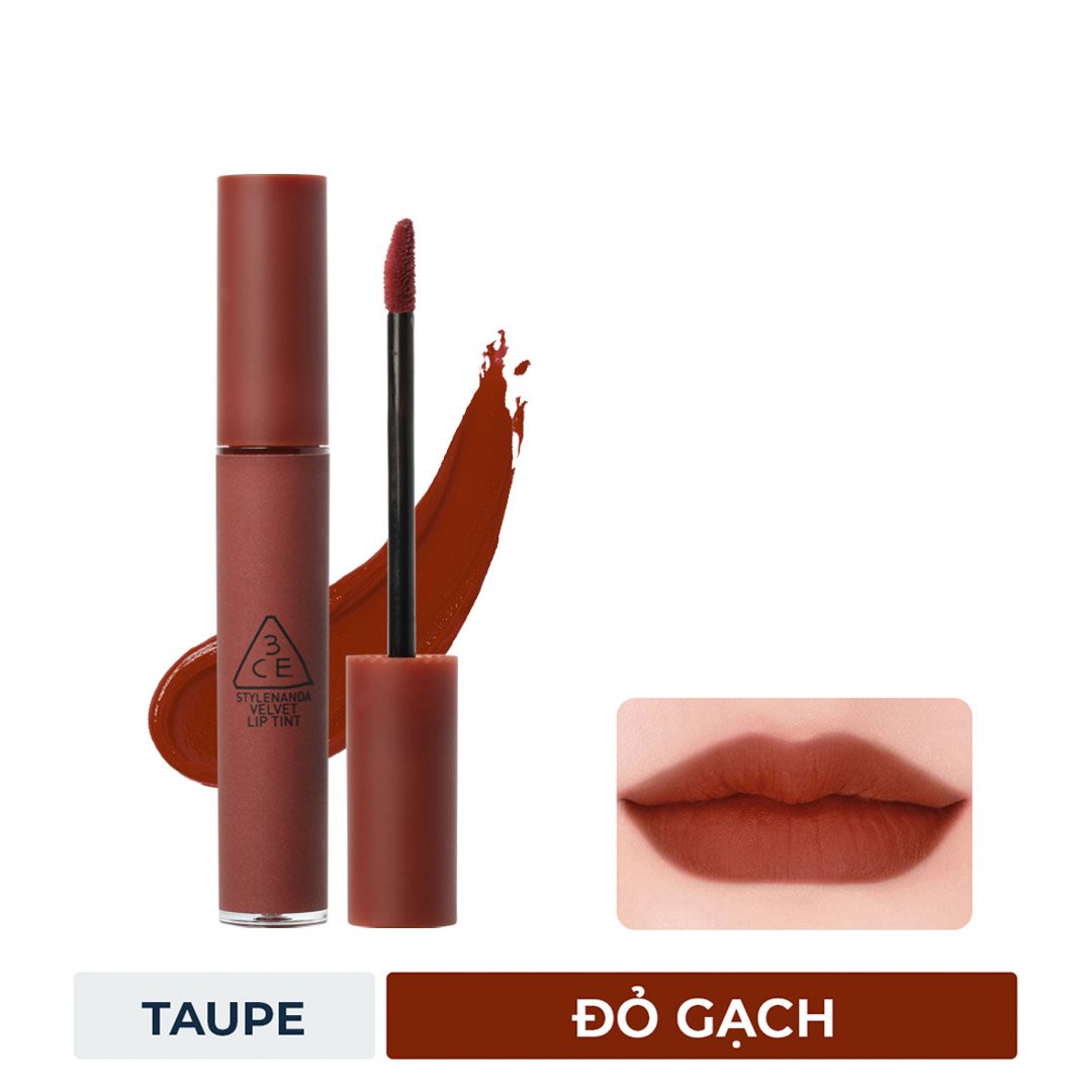Son Kem Lì 3CE Mịn Màng Như Nhung Taupe - Đỏ Gạch 4g