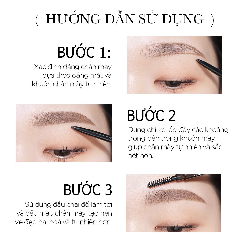 Chì Kẻ Mày B.O.M Siêu Mảnh Màu 01 Nâu Than 0.1g