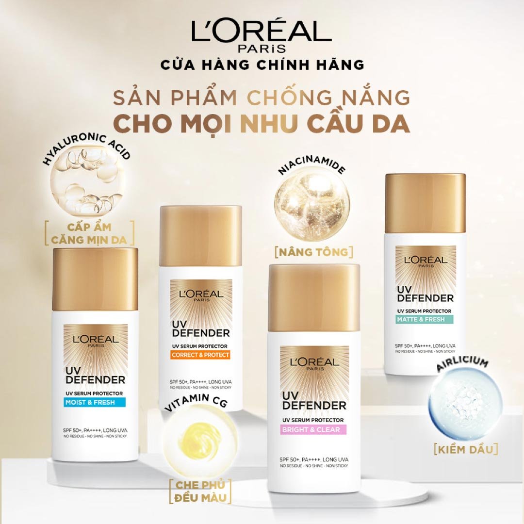 Kem Chống Nắng L'Oreal Mịn Nhẹ Nâng Tông Giảm Thâm 50ml