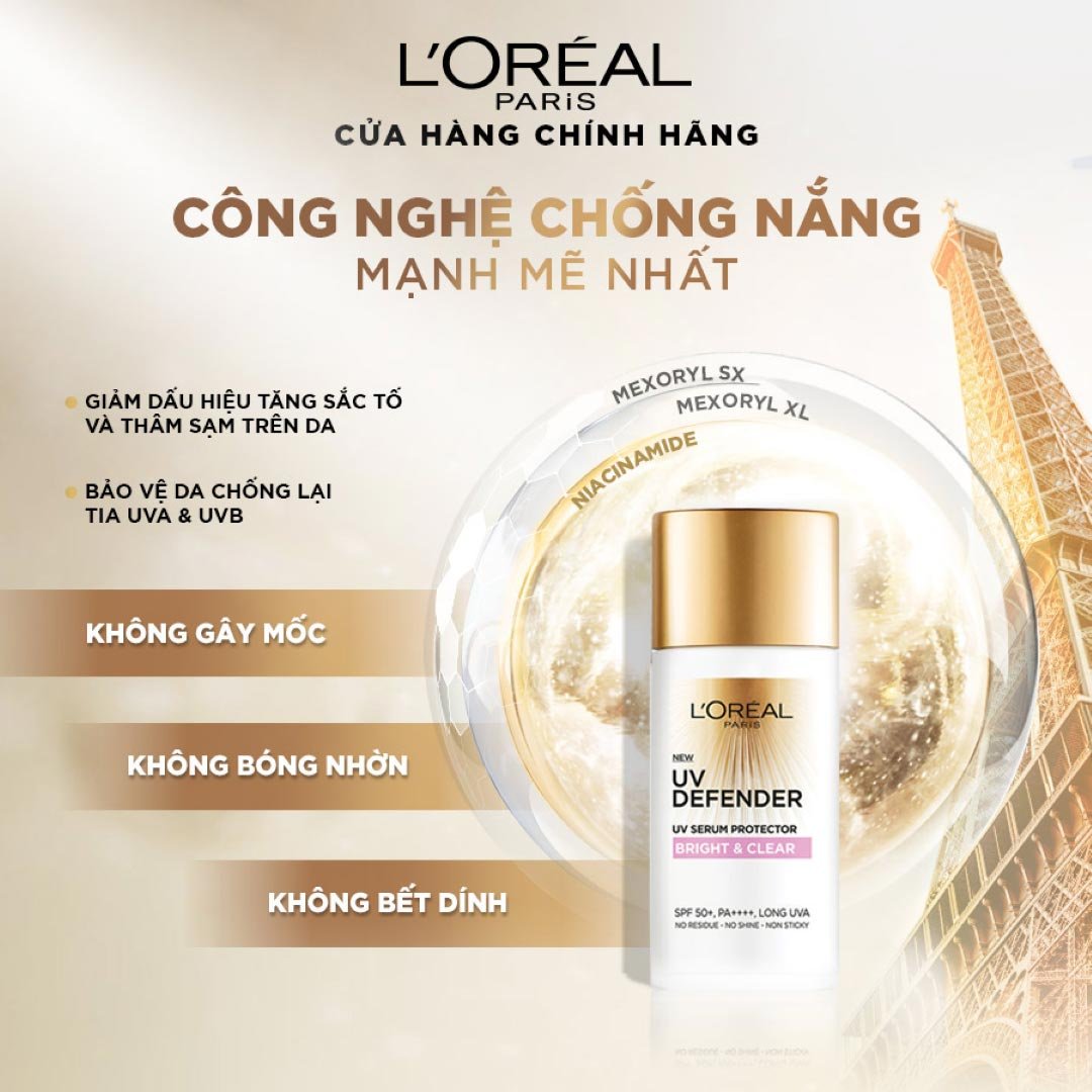 Kem Chống Nắng L'Oreal Mịn Nhẹ Nâng Tông Giảm Thâm 50ml