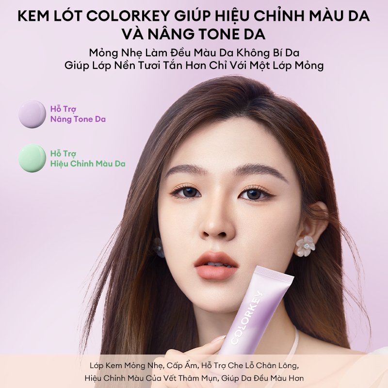 Kem Lót Colorkey Nâng Tông Da Màu Tím 01 30g