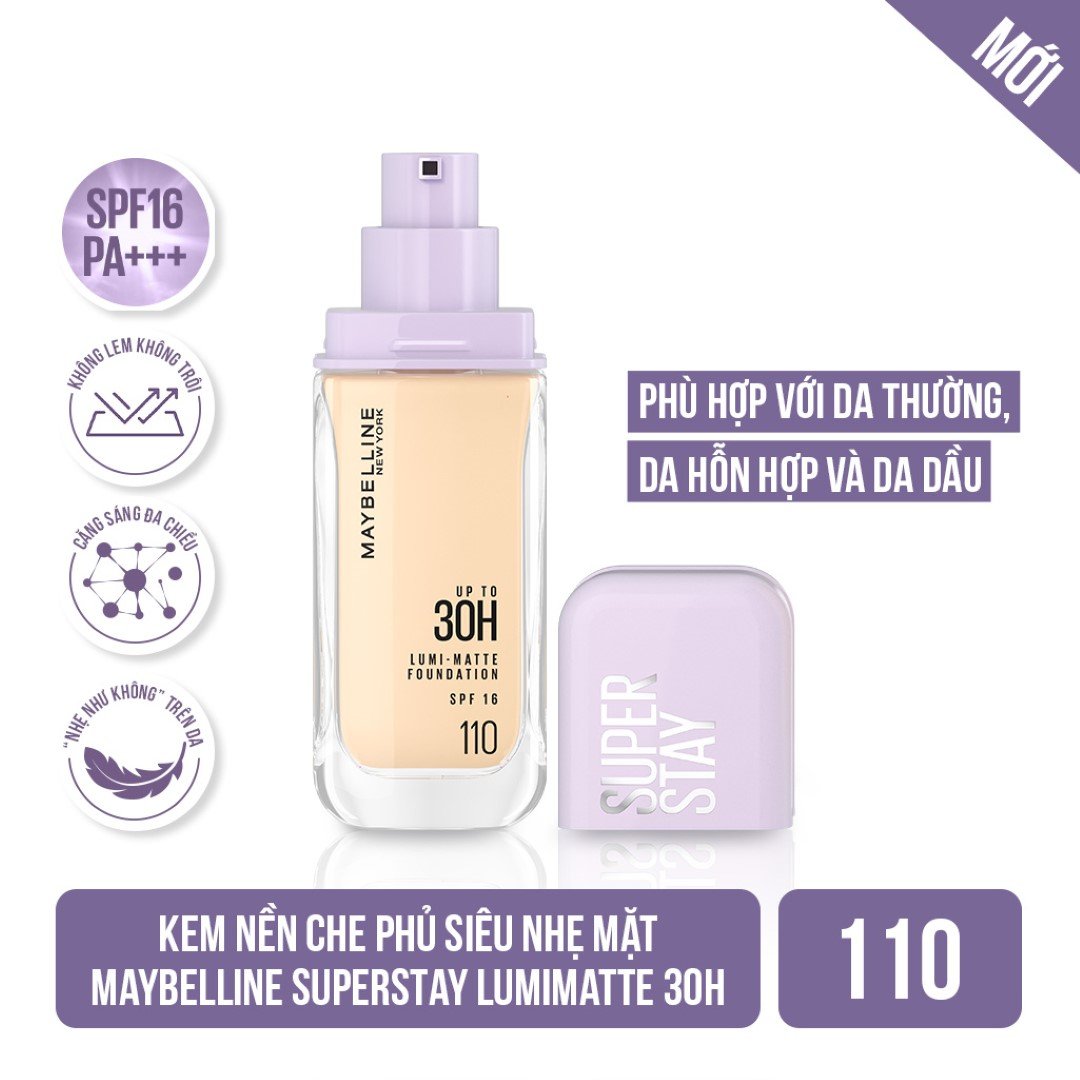 Kem Nền Maybelline Bắt Sáng Che Phủ Siêu Nhẹ #110 35ml