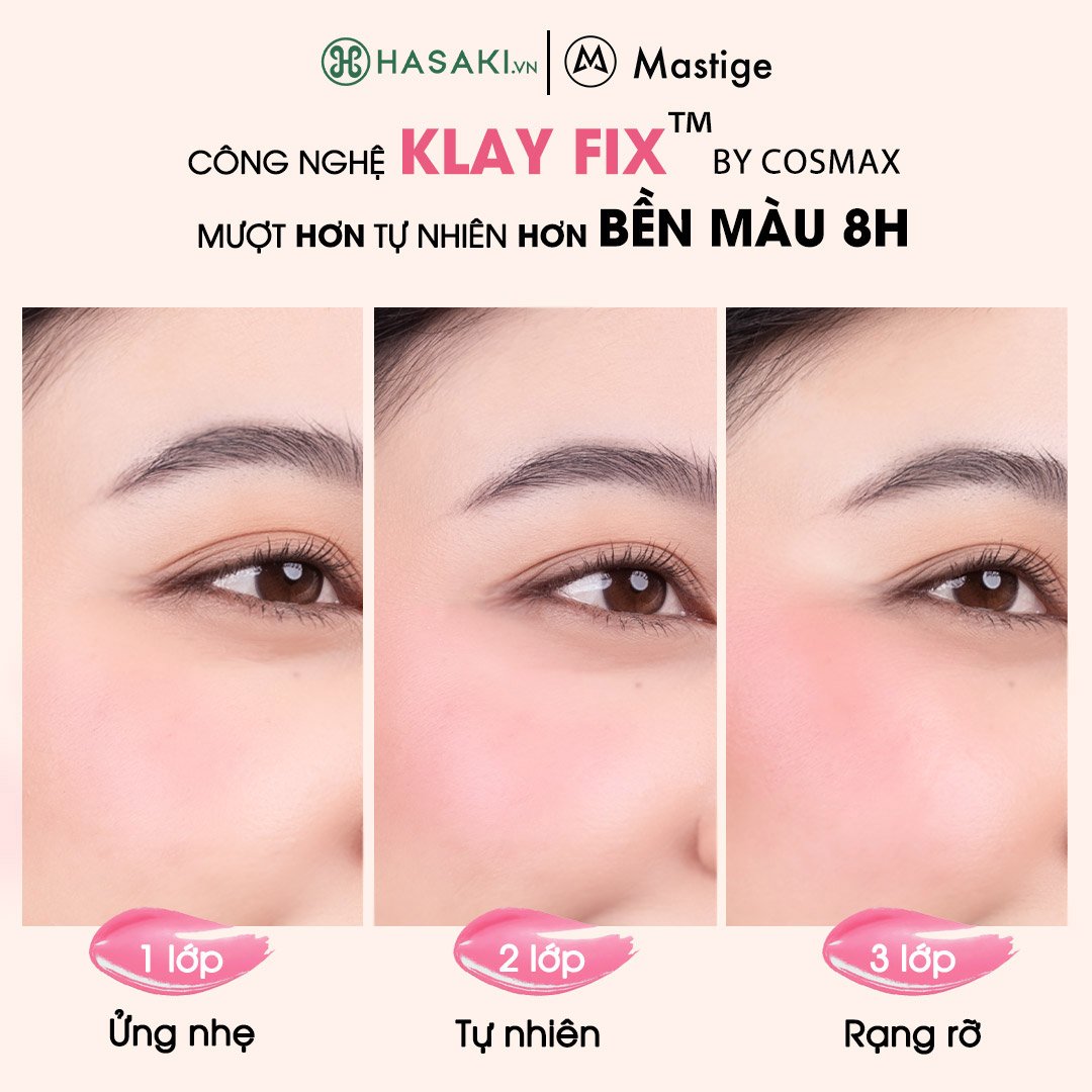 Má Hồng Kem Mastige Bền Màu Dễ Tán B3 Hồng Đào Ánh Nhũ 3.5g