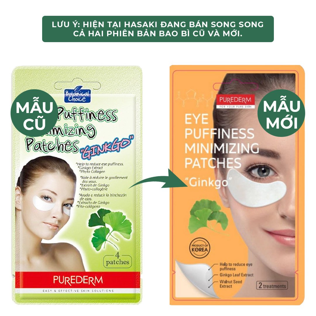 Mặt Nạ Mắt Purederm Chiết Xuất Bạch Quả Giảm Sưng Bọng Mắt