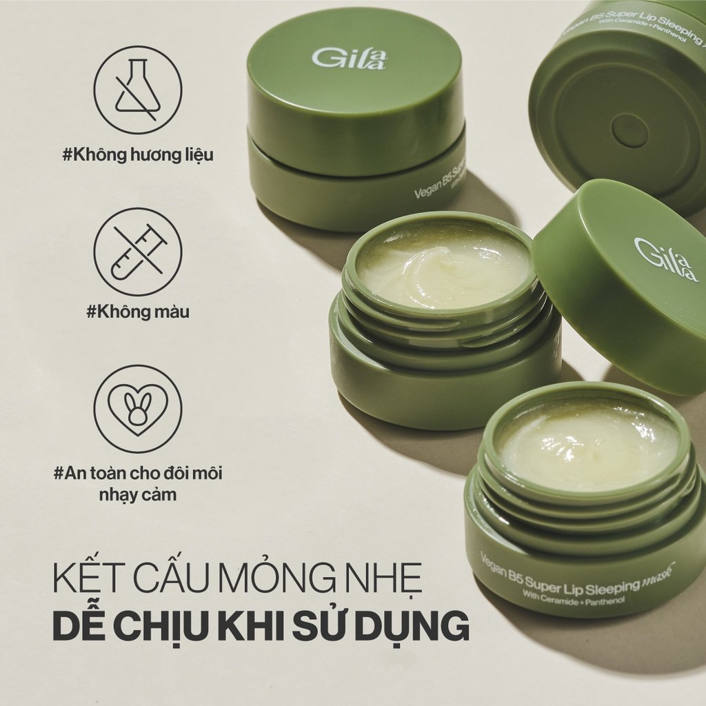 Mặt Nạ Ngủ Môi Gilaa Trẻ Hóa Thuần Chay 10ml