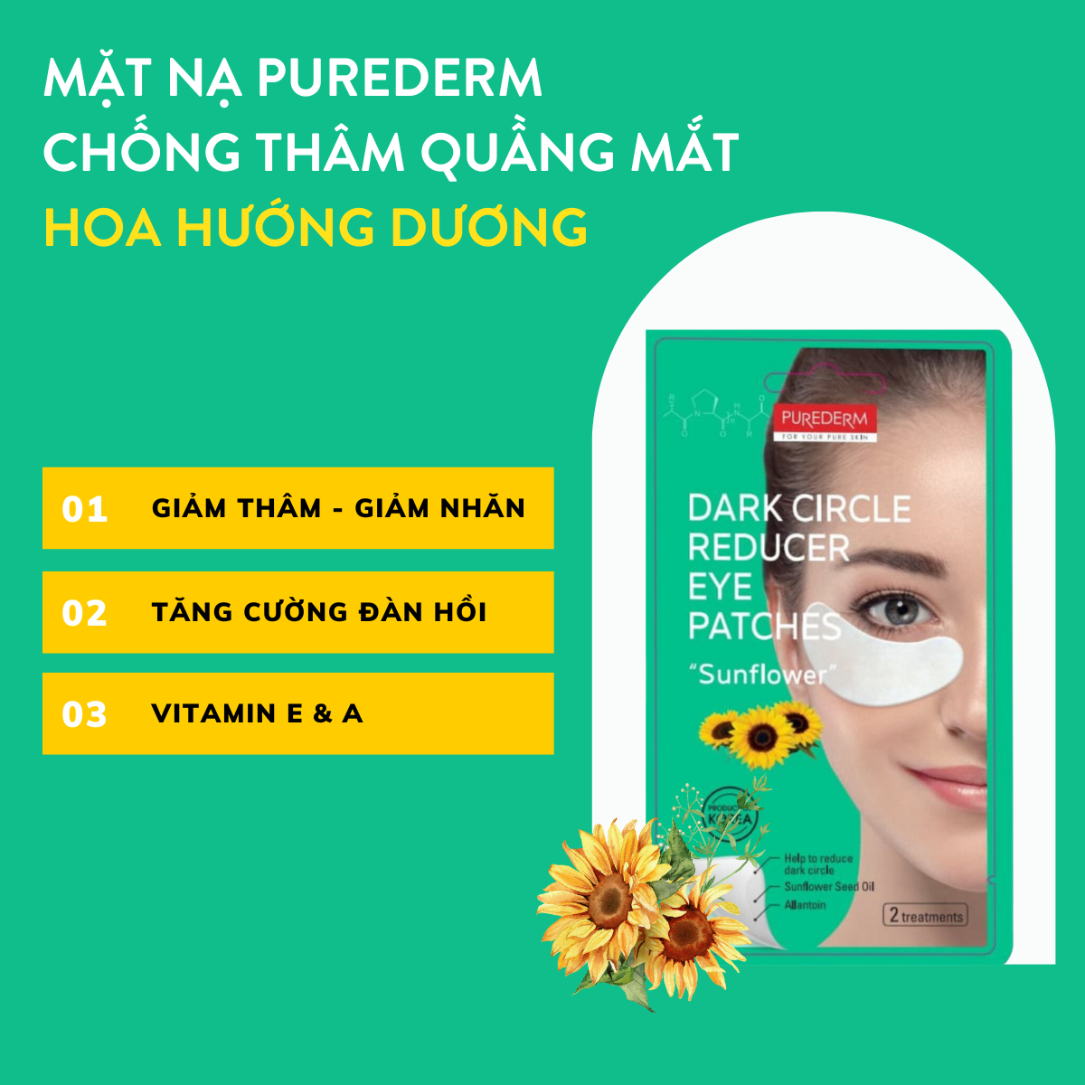 Mặt Nạ Mắt Purederm Làm Giảm Quầng Thâm Mắt 4 Miếng