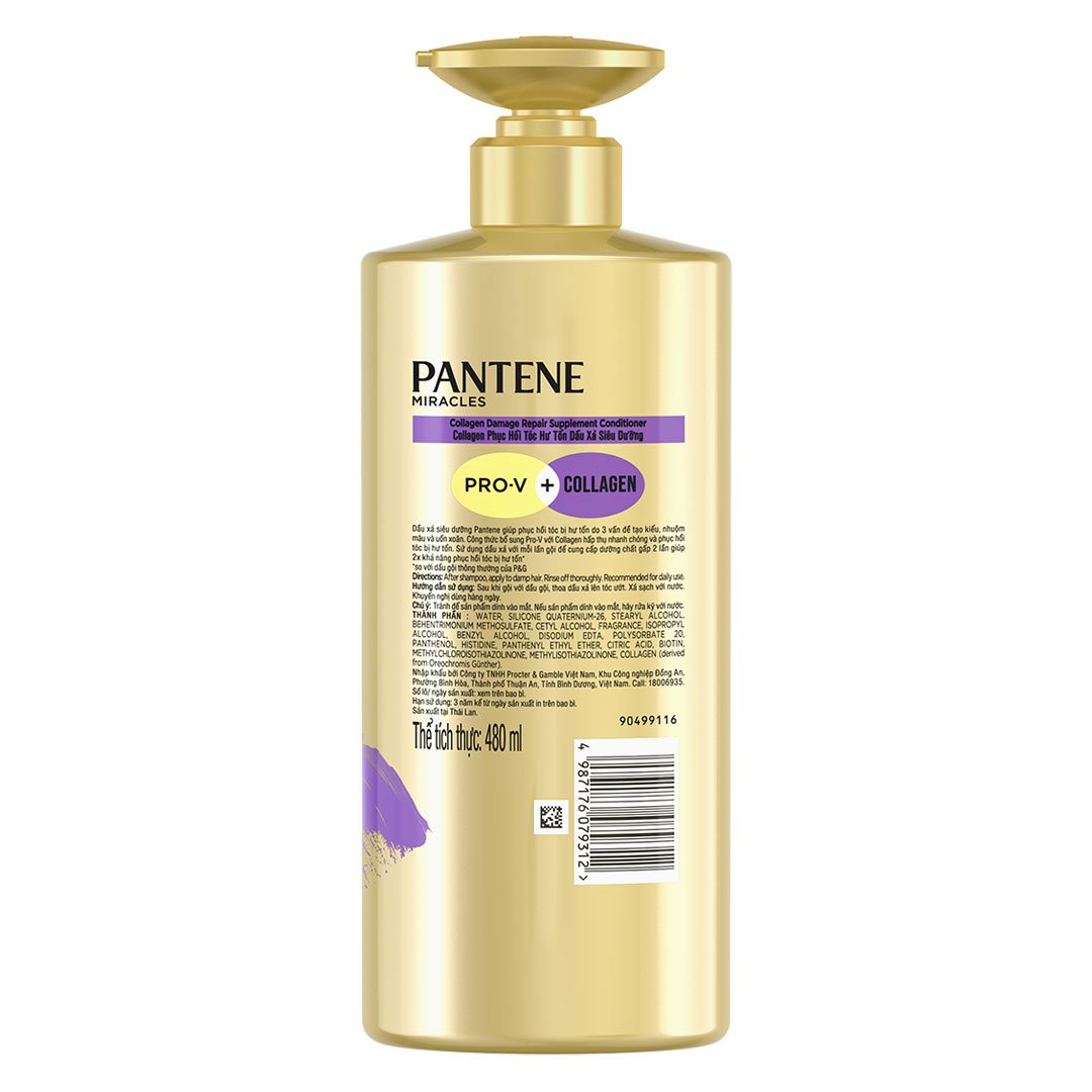 Dầu Xả Pantene 3 Phút Diệu Kỳ Phục Hồi Tóc Hư Tổn 480ml