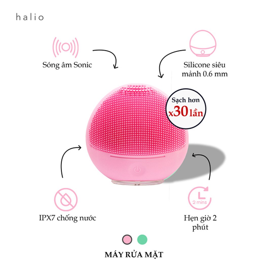 Máy Rửa Mặt Halio Dành Cho Da Nhạy Cảm Màu Hồng Nhạt