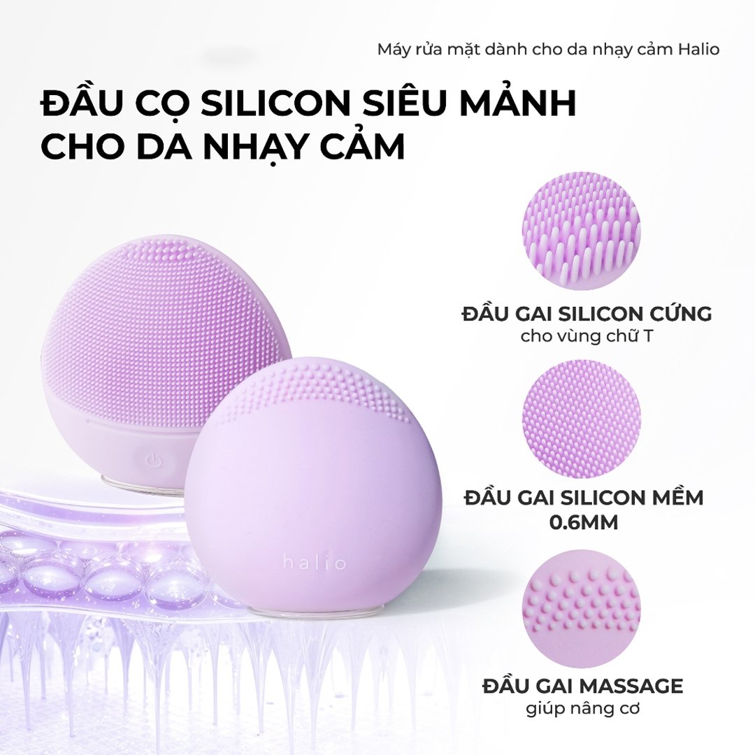 Máy Rửa Mặt Halio Dành Cho Da Nhạy Cảm Màu Tím Nhạt