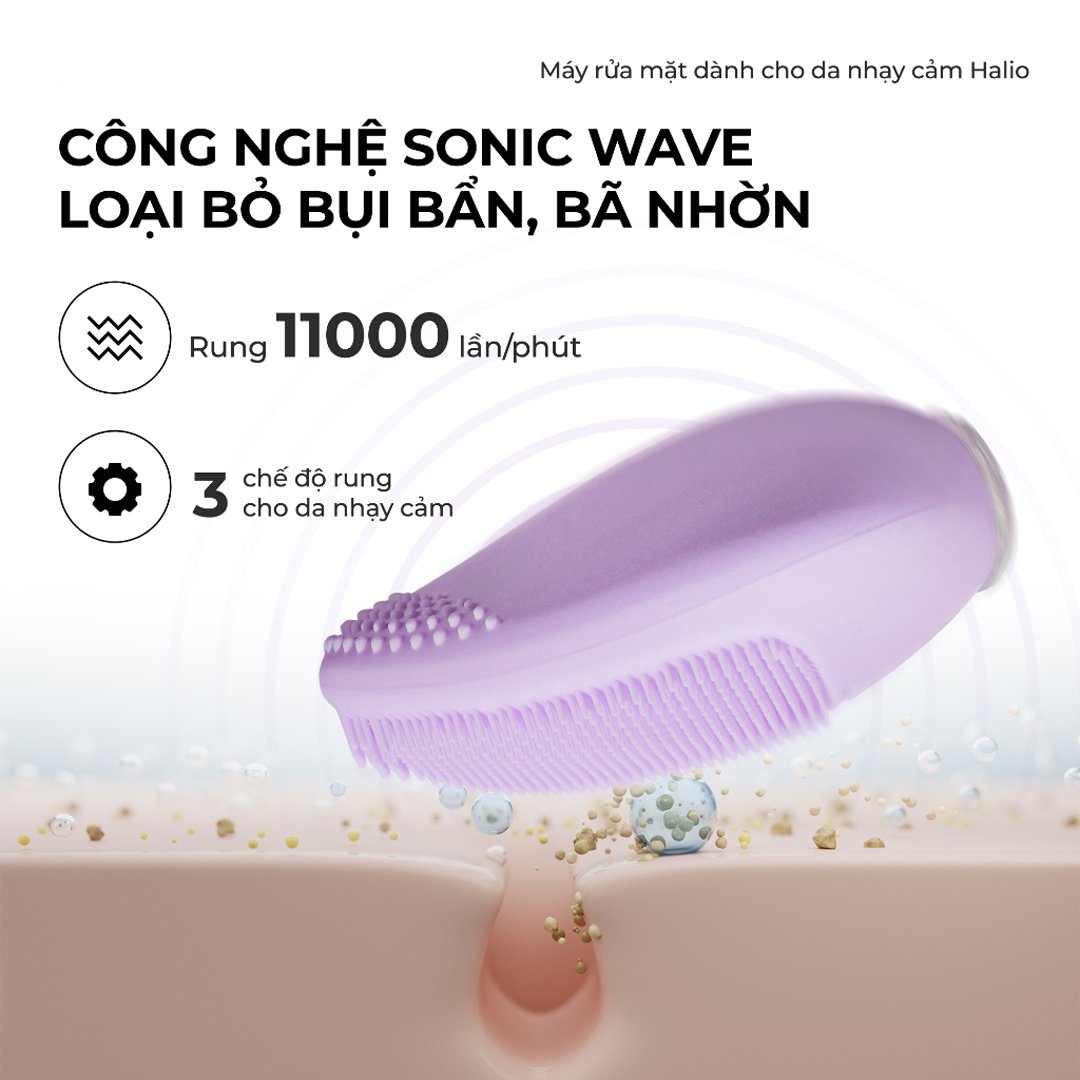 Máy Rửa Mặt Halio Dành Cho Da Nhạy Cảm Màu Tím Nhạt