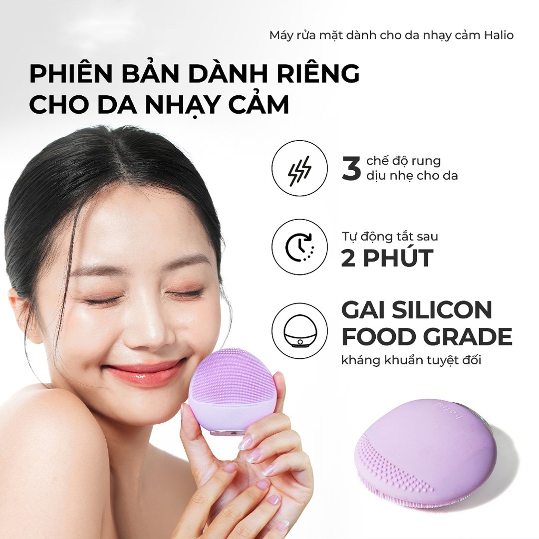 Máy Rửa Mặt Halio Dành Cho Da Nhạy Cảm Màu Tím Nhạt