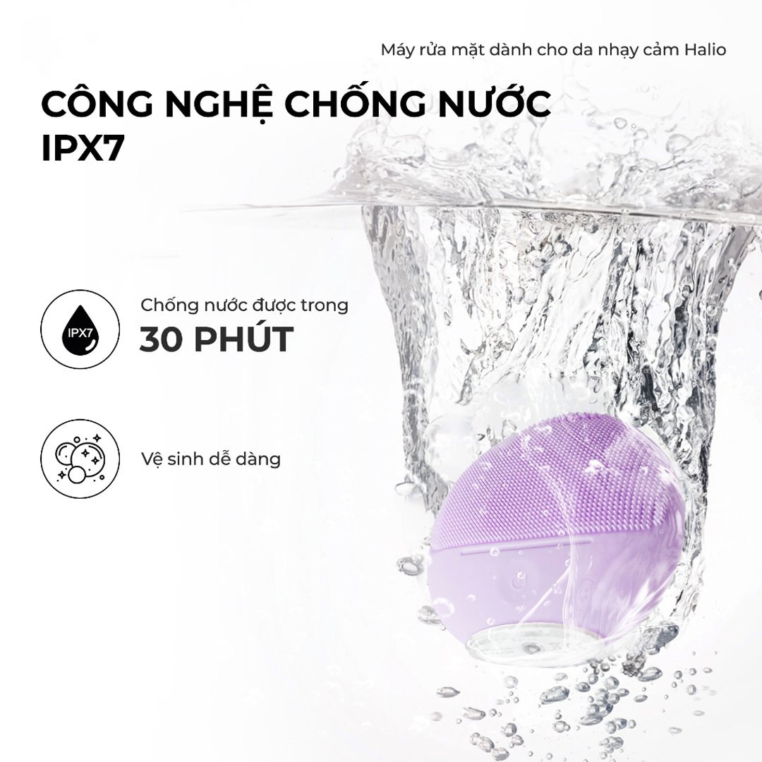Máy Rửa Mặt Halio Dành Cho Da Nhạy Cảm Màu Tím Nhạt