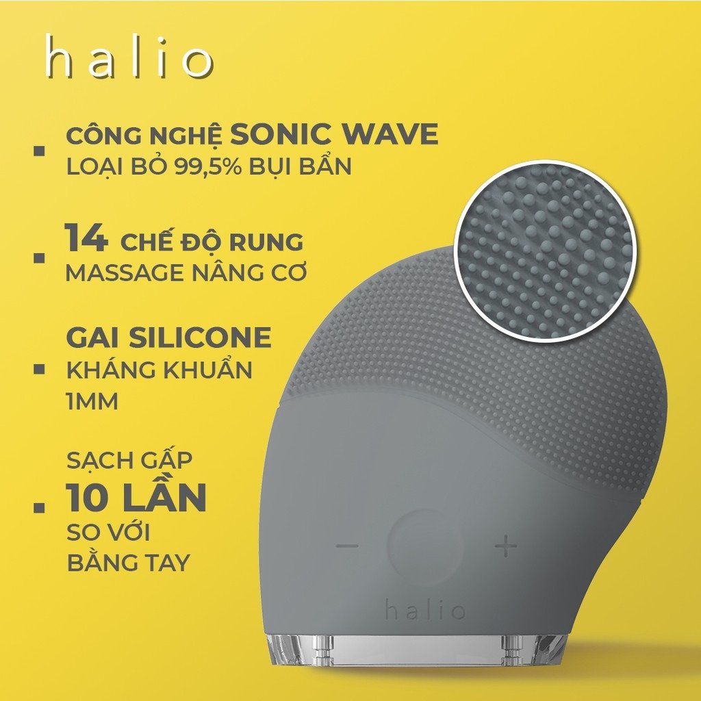 Máy Rửa Mặt Halio Dành Cho Mọi Loại Da Màu Xám